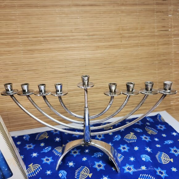 Menorah Silver Plated Hadany Arts & Crafts Jerusalem Vintage Design Candles Inc. - Picture 3 of 10